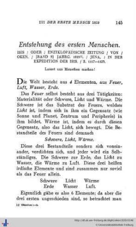 Entstehung des ersten Menschen.