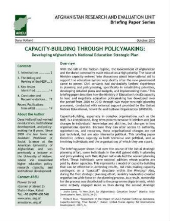 Capacity-building through policymaking : developing Afghanistan's national education strategic plan