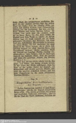Cap.II. Geognostische Beschaffenheit der Gegend