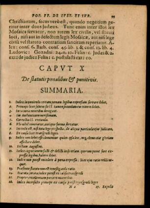 Caput X De Statutis poenalibus et punitivis.
