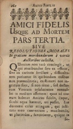 Amici fidelis usque ad mortem. Pars tertia. Sive resolvtiones morales.