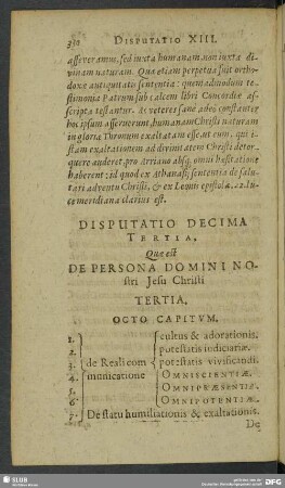 Disputatio Decima Tertia. Quae est De Persona Domini Nostri Jesu Christi Tertia, Octo Capitum