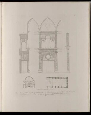 47. (XI). Plan, Elévation et coupes de l'Eglise de St. Maurice dans le Monastero Maggiore à Milan.