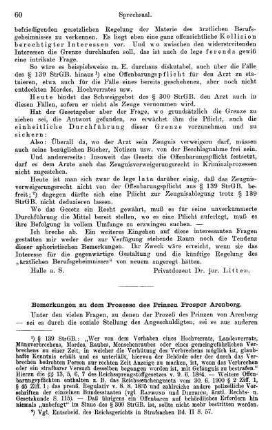 60-63, Bemerkungen zu dem Prozesse des Prinzen Prosper Arenberg