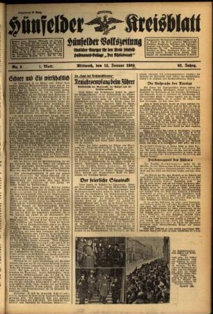 Erste Ausgabe vom Mittwoch, den 12. Januar 1938.