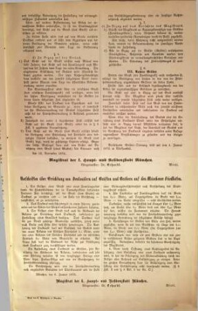 Der Magistrat der königl. Haupt- und Residenzstadt München überläßt nach Maßgabe der Bestimmungen der Gräberordnung vom 13. November 1874 die Grabstätte ...