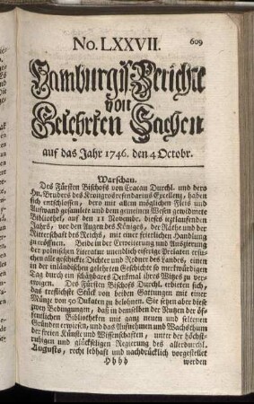 No. LXXVII. auf das Jahr 1746. den 4 Octobr. - No. LXXXIV. auf das Jahr 1746. den 28 Octobr.