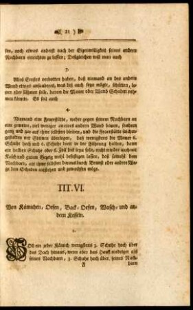 Tit. VI. Von Kämichen, Oefen, Back-Oefen, Wasch- und andern Kesseln