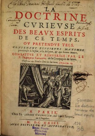 La doctrine curieuse des beaux esprits de ce temps ...