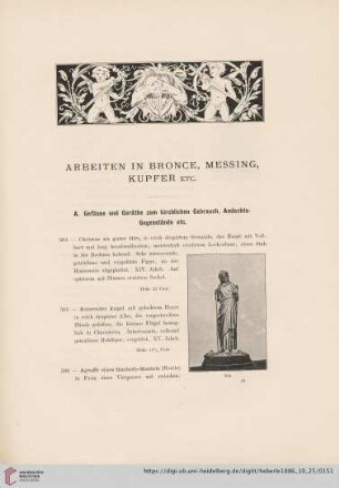Arbeiten in Bronce, Messing, Kupfer etc. (Nr. 504 - 637)