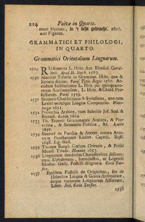 214-250, Grammatici et Philologi, in Quarto - Bibliothecarii, in Quarto