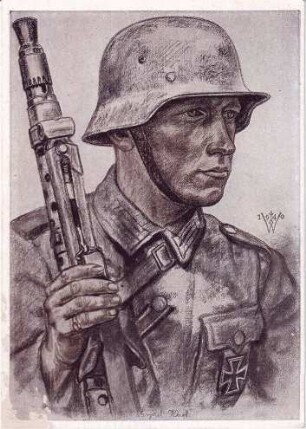 Unsere Panzerwaffe, ein Kradschütze - Karte des VDA (Volksdeutsches Kameradschaftopfer der deutschen Jugend)
