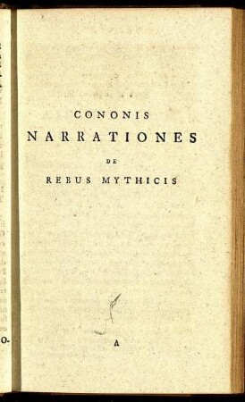 Cononis Narrationes De Rebus Mythicis.