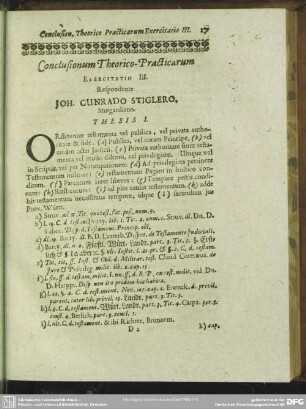 Exercitatio III. Respondente Joh. Cunrado Stiglero, Stutgardiano