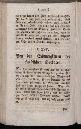 §. XXV. Von den Schuldigkeiten der christlichen Soldaten.
