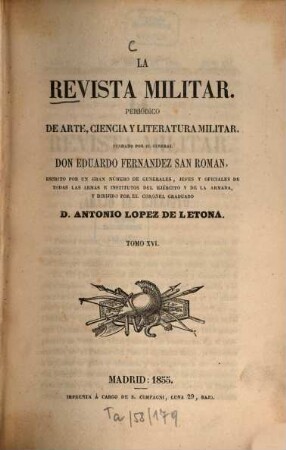 La revista militar : periódico de arte, ciencia y literatura militar, 16. 1855