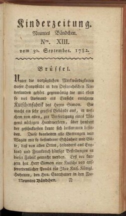 Nro. XIII. vom 30. September 1782