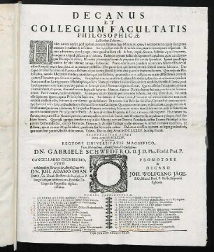 Decanus Et Collegium Facultatis Philosophicae Lectoribus Salutem