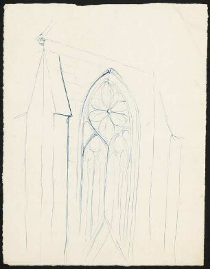 Studienarbeiten: Aufriss Seitenflügel Kirche mit Spitzbogenfenster