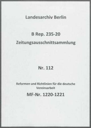 Reformen und Richtlinien für die deutsche Vereinsarbeit