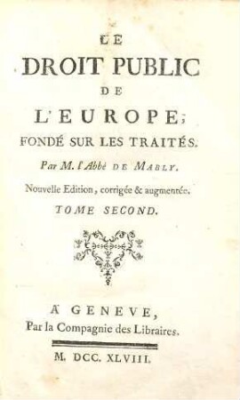 Le Droit Public De L'Europe, Fondé Sur Les Traités, 2