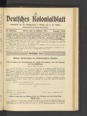 28. Jahrgang, 15. Oktober 1917, Nummer 19/20