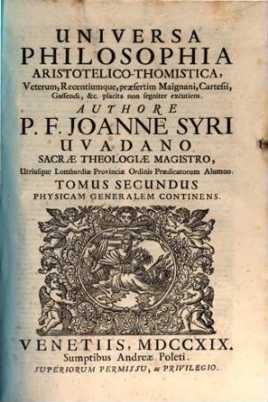 Universa philosophia Aristotelico-Thomistica, 2