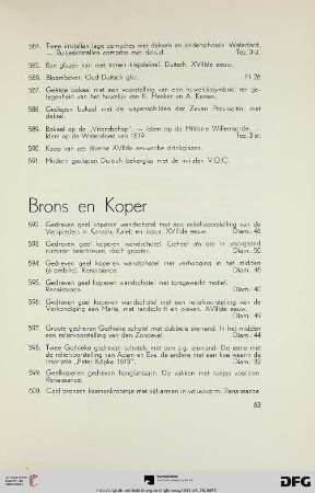 Brons en koper (Nr. 592-619)