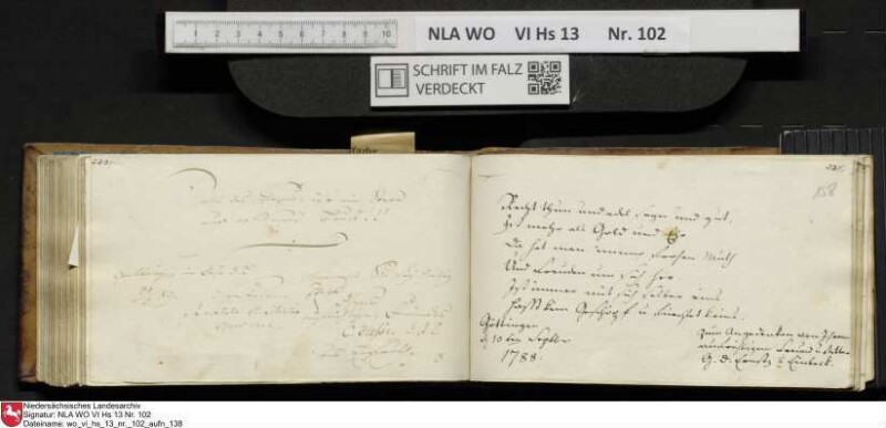 Stammbuch des Johann Christian Wilhelm Schütze aus                            Braunschweig