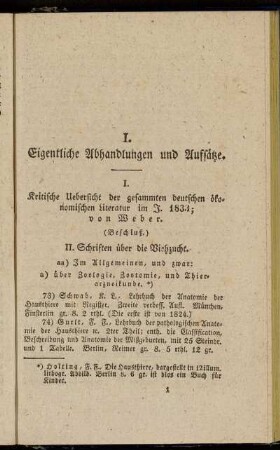 I. Kritische Uebersicht der gesammten deutschen ökonomischen Literatur im J. 1833