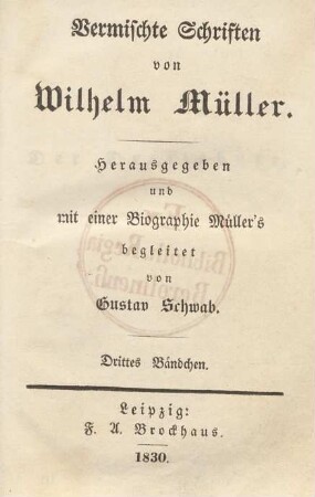Bändchen 3: Vermischte Schriften