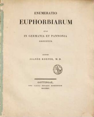 Enumeratio euphorbiarum quae in Germania et Pannonia gignuntur