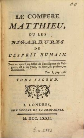 Le Compere Matthieu, Ou Les Bigarrures De L'Esprit Humain, 2