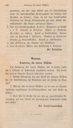 190 Anzeige : Conferenz für innere Mission