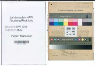 Entnazifizierung Marieluise Pieper , geb. 31.08.1900 ()