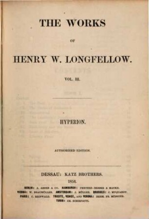 The works of Henry W. Longfellow. 3, Hyperion