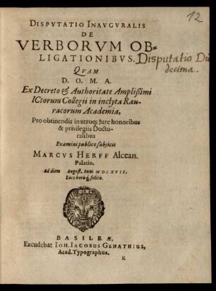 Disputatio Inauguralis De Verborum Obligationibus