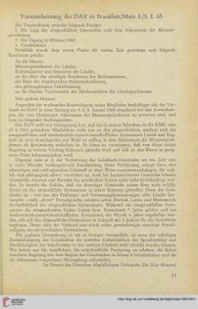 8: Vorstandssitzung des DAV in Frankfurt/Main 4./5. I.65