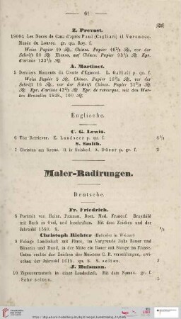 Maler-Radierungen (Nr. 8 - 76)