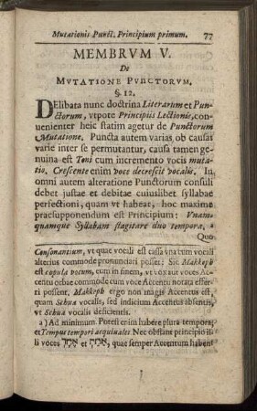 Membrum V. De Mutatione Punctorum.