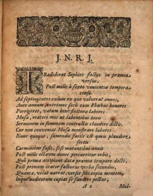 Exordium panegyricum, ex fonte abundantiae deductum : quod condendis solennibus ... carminibus in prima eiusdem promotione, rectore magnifico Dn. Gottlob Friederico Seligmann ... procancellario gravissimo Dn. Johanne Cypriano ... decano spectabili Dn. Hieronymo Dicelio ... praemittit M. Joh. Heinr. Ernesti