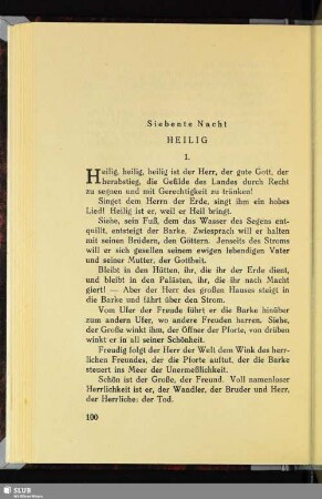 Siebente Nacht: Heilig