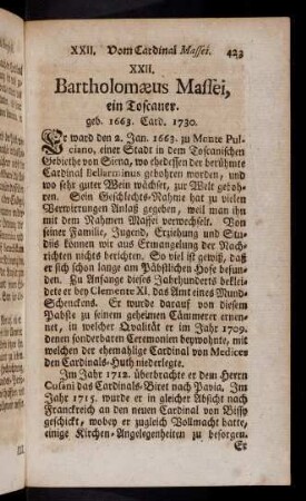 423-437, XXII. Bartholomaeus Massei