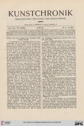 Neues aus holländischen Museen und Sammlungen
