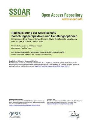 Radikalisierung der Gesellschaft? Forschungsperspektiven und Handlungsoptionen