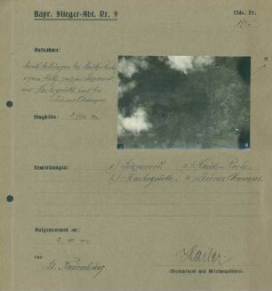 Foto feindlicher Stellungen bei Haute-Roche und eigener Stellungen zwischen Surcenord und Hachegoutte und bei Jeunes-Champs (Luftbild)