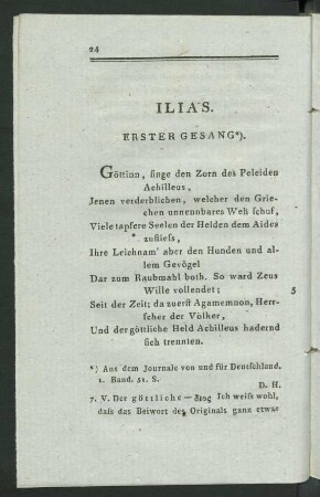 Ilias. Erster Gesang