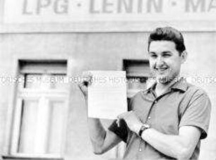Antwort der sowjetischen Kolchose "Dem Gedanken Lenins" auf einen Freundschaftsbrief der LPG "W. I. Lenin" Marzahna