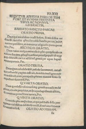 Sequitur Aestiva Pars De Tempore Et Summis Festivitatibus Ac Nonnullis Sanctis ...