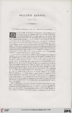 Bulletin mensuel: Mai 1866